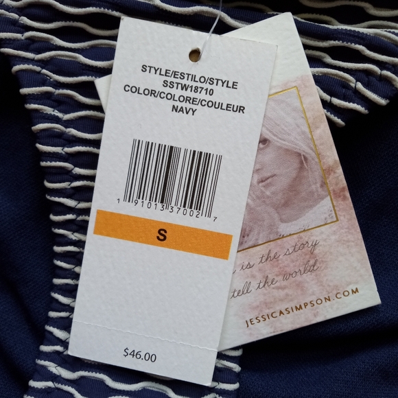 JESSICA SIMPSON Set Tankinki Swimsuit Navy White Two Pieces - Picture 8 of 11